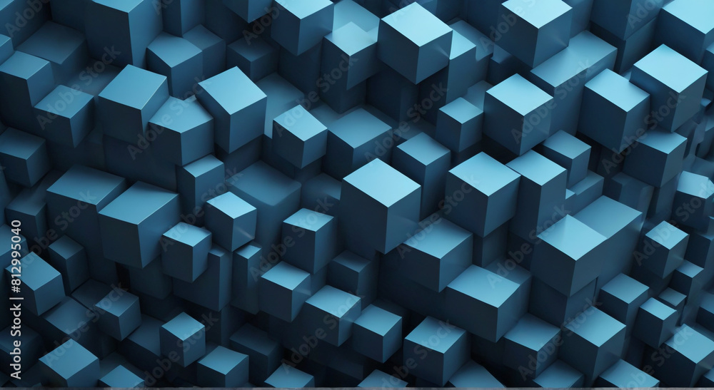 Slate Blue Illusions: Abstract 3D Cube Patterns Background Slate Blue Illusions: Abstract 3D Cube Patterns Background