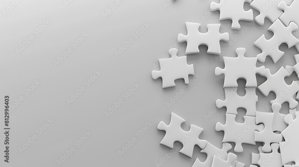 puzzle pieces scattered on white background puzzle pieces scattered on white background