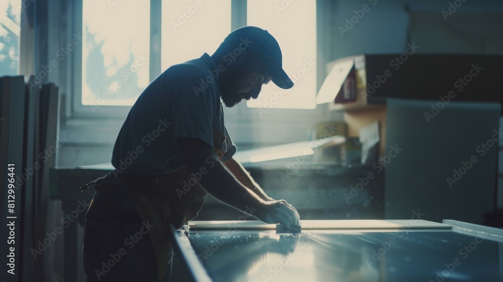 PVC industry worker or operator making frames for windows and doors