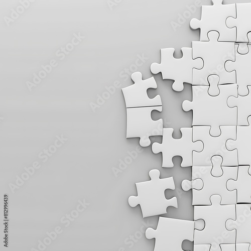 puzzle pieces scattered on white background