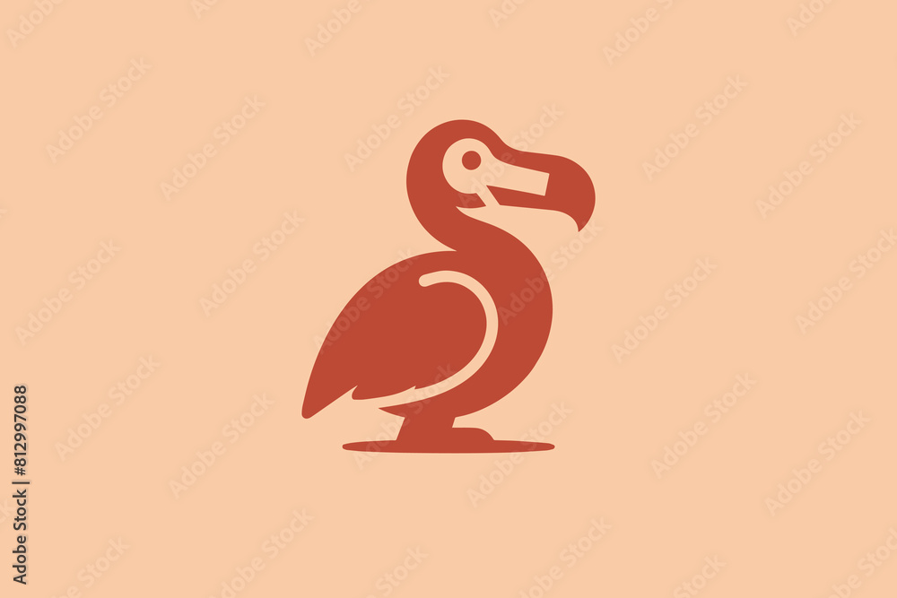 Fototapeta premium Dodo bird. Simple modern logo, icon, sign. Isolated vector illustration. Red