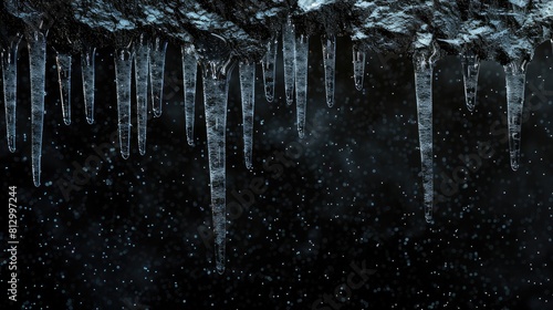 Frozen Tears  A Stunning Array of Icicles Adorning Mountains Side
