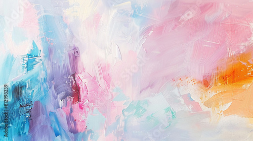 Warm wet effects blend with vibrant strokes on an abstract canvas expressing joy in a serene pastel palette