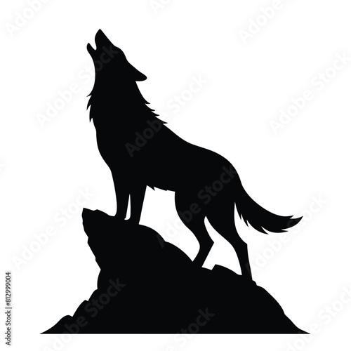 Wolf howling vector silhouette 