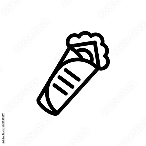 Shawarma or lavash doner kabab vector line icon. Food icon collection. Thin signs for restaurant menu. Pixel perfect 64x64. Editable Strokes