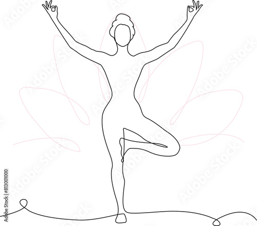 Woman doing Yoga in continuous Line 