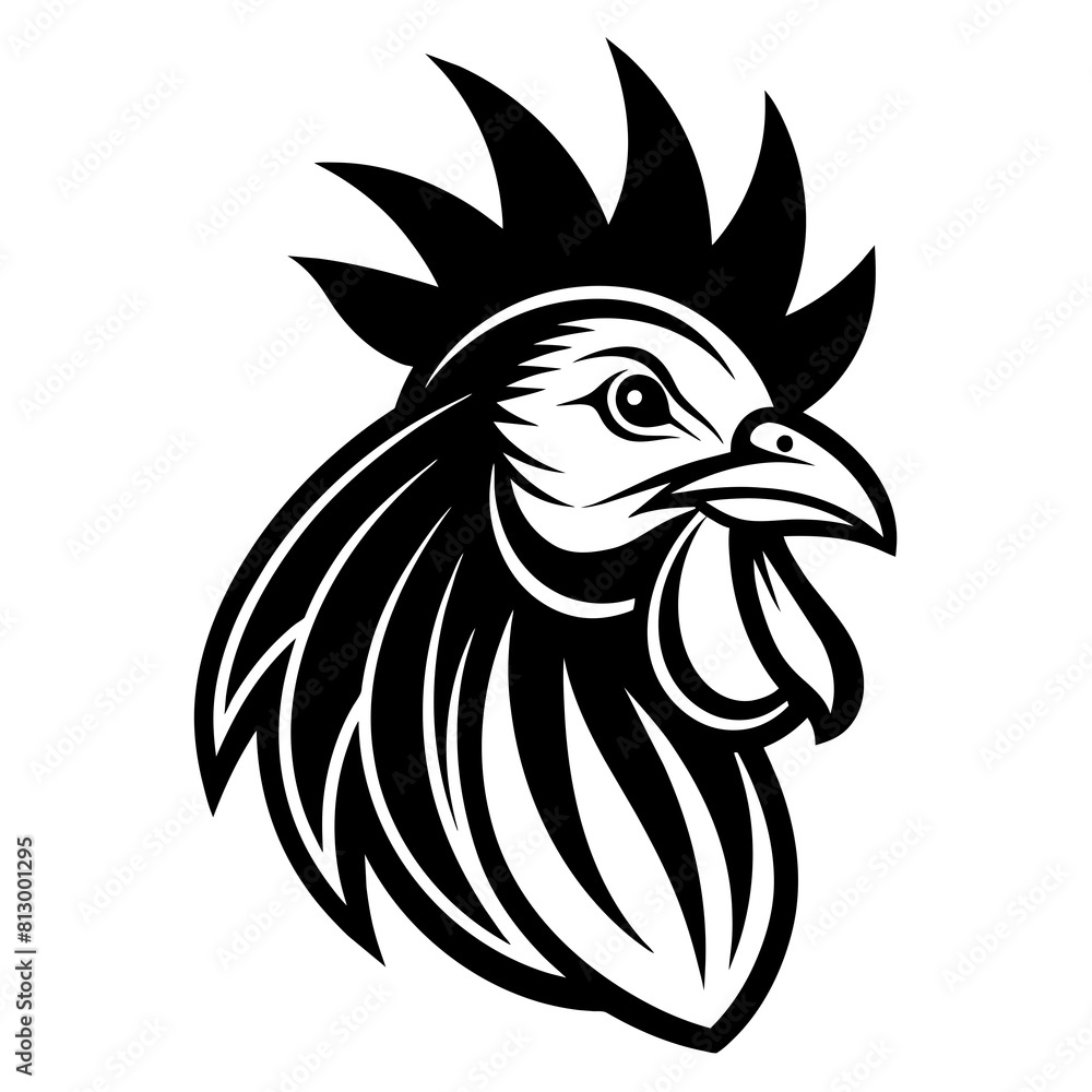 Fototapeta premium Rooster head logo vector Silhouette
