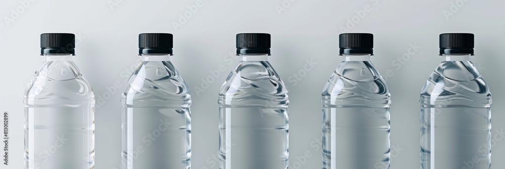 Filled water bottle in a mockup on a white background Filled water bottle in a mockup on a white background