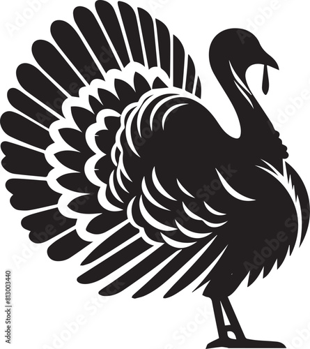 Turkey silhouette vector black and white. Turkey logo.