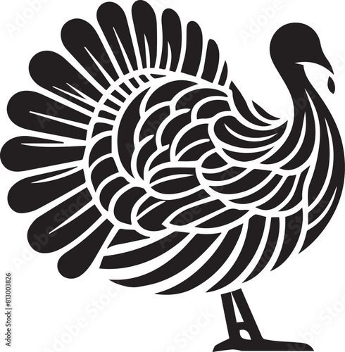 Turkey silhouette vector black and white. Turkey logo.