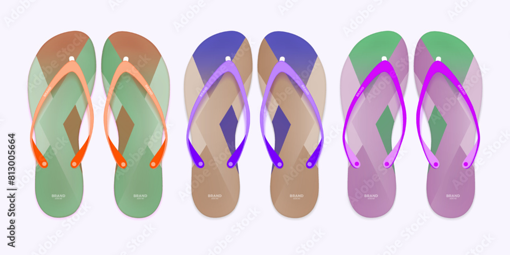 Slippers vector illustration set. Cartoon flat home warm comfortable bedroom shoes for man woman.