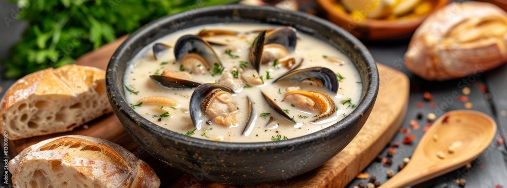 The banner.National Clam Chowder Day in New England. The banner.National Clam Chowder Day in New England.