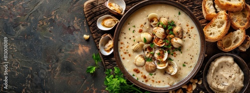 The banner.National Clam Chowder Day in New England. photo