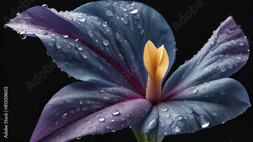 Photorealistic image of a single Vinca flower petal shaped like a parrot. The petal should have the typical pinkish-purple color of a Vinca flower, with delicate texture and natural-looking details, s photo