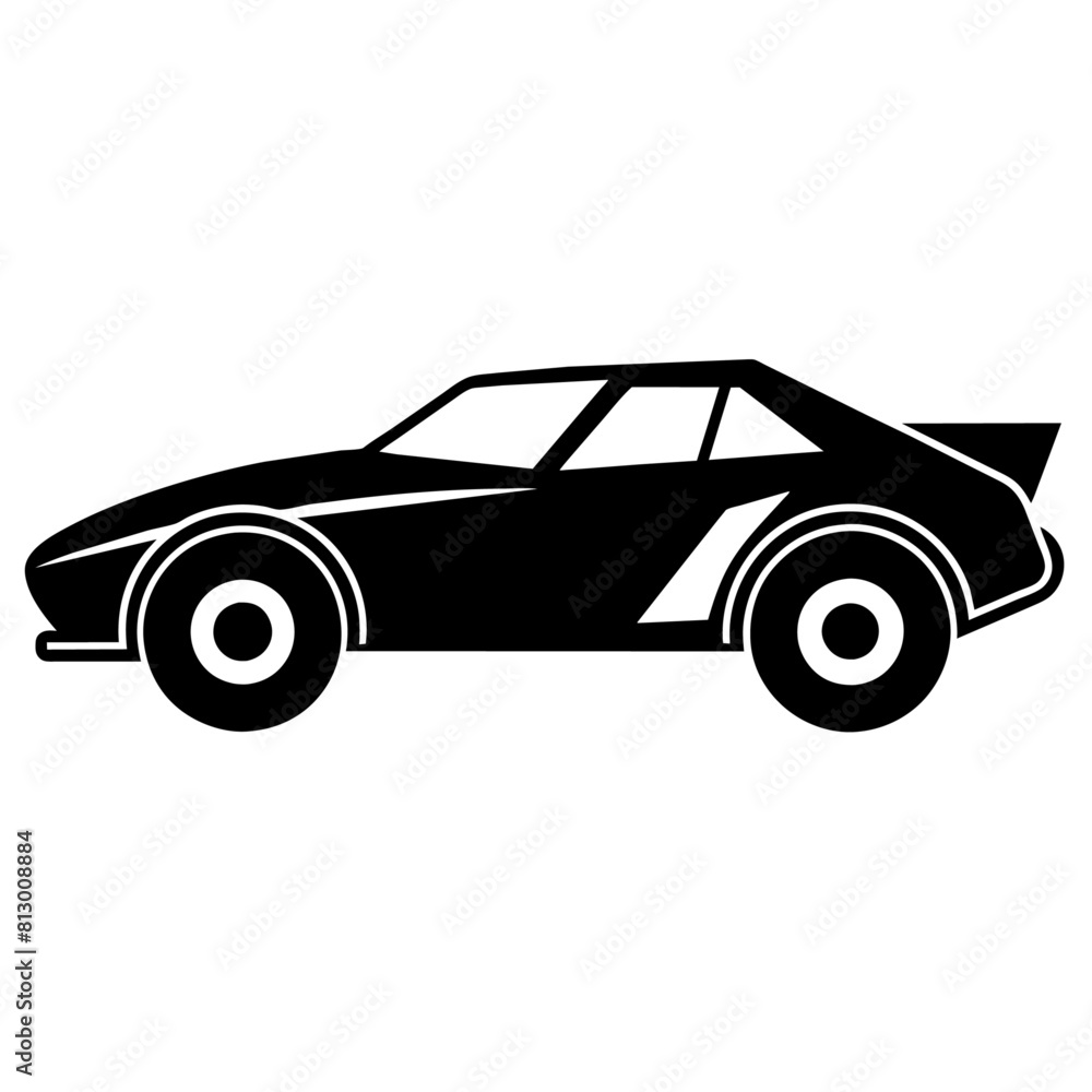 Fototapeta premium Dirt Track Race Car vector silhouette, white background 