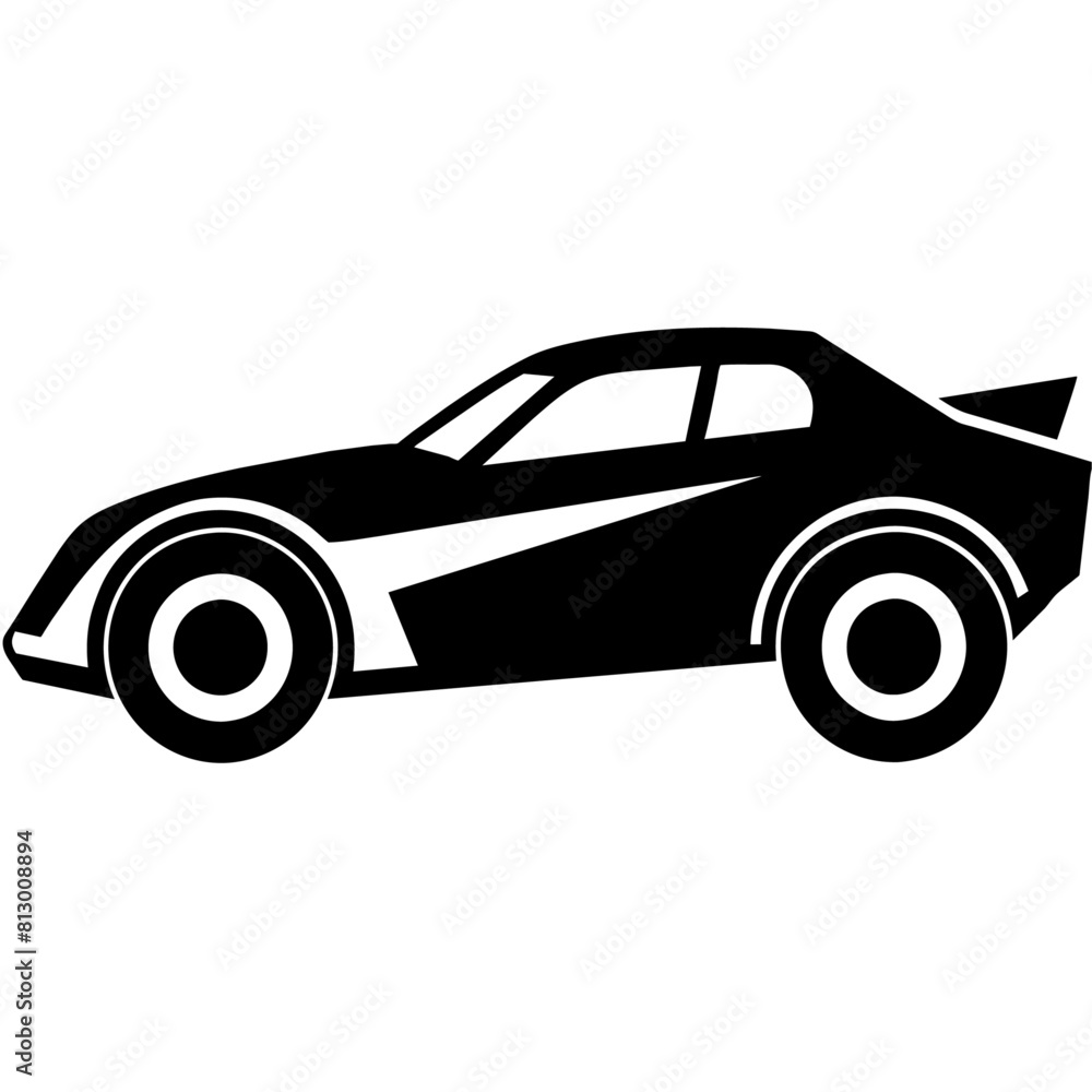 Fototapeta premium Dirt Track Race Car vector silhouette, white background 