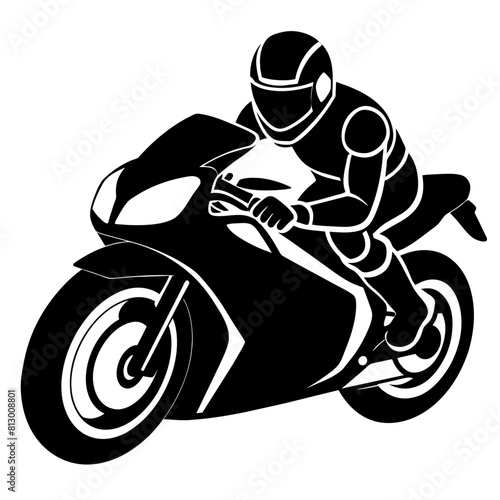 a MotoGP rider executing a high-speed turning maneuver vector silhouette