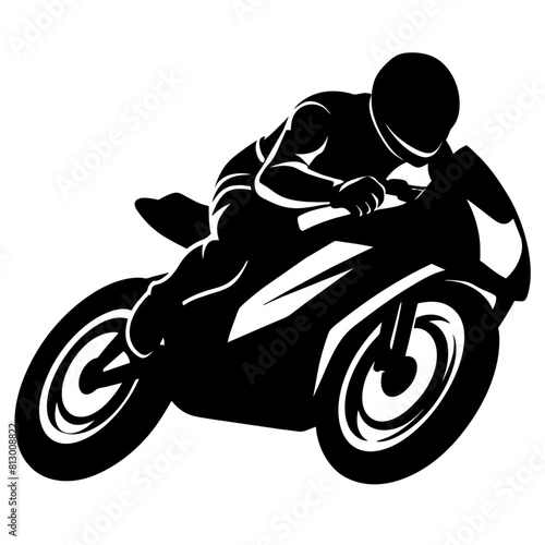 a MotoGP rider executing a high-speed turning maneuver vector silhouette