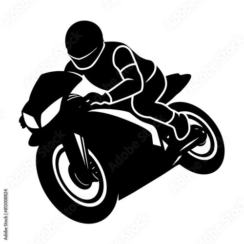a MotoGP rider executing a high-speed turning maneuver vector silhouette