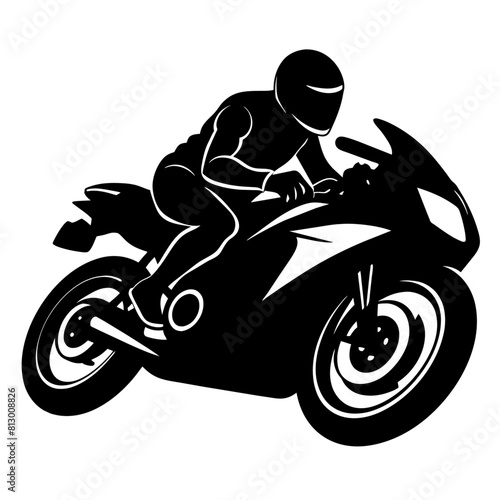 a MotoGP rider executing a high-speed turning maneuver vector silhouette