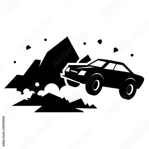 Dirt Track Race Car vector silhouette, white background 