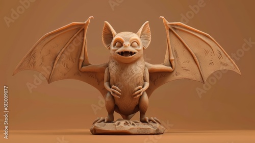 3D render of a bat isolated on brown backdrop, animal, illustration