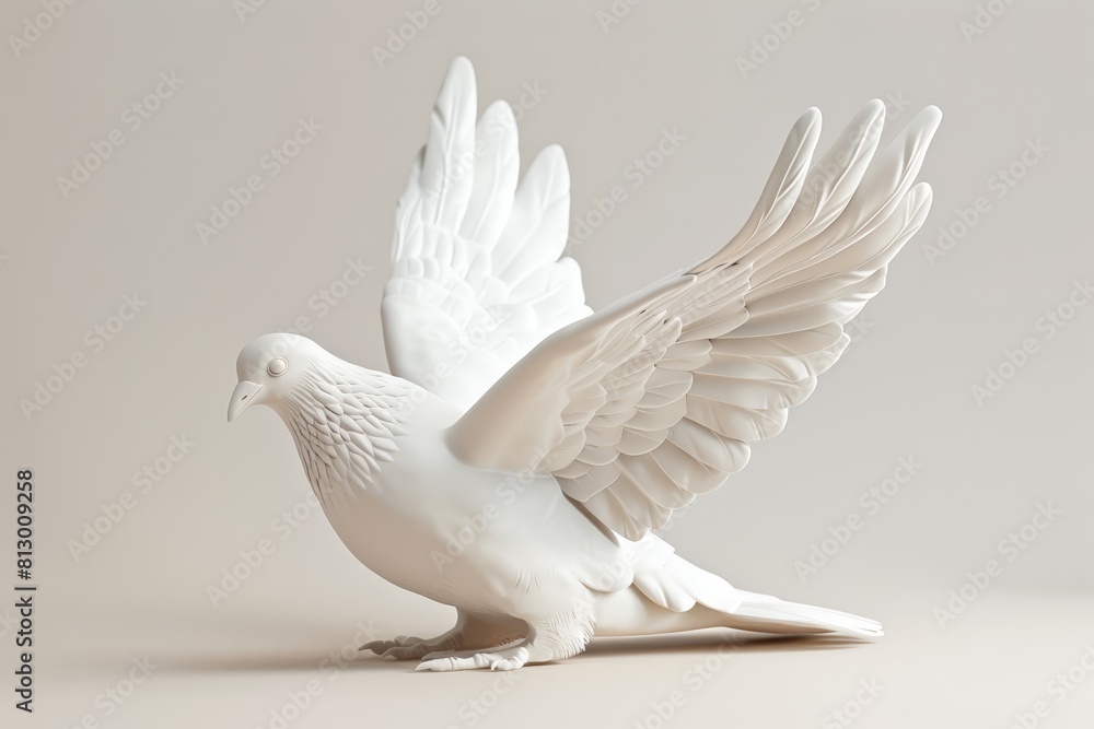 3D render of a dove peace ambassador isolated on white backdrop, illustration 3D render of a dove peace ambassador isolated on white backdrop, illustration