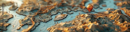 Vibrant 3D Rendered Clay of GPS Map Uncovering Hidden Treasures