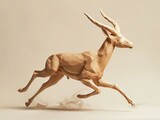 3D render of an antelope sprinter isolated on beige backdrop, animal