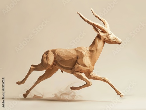 3D render of an antelope sprinter isolated on beige backdrop, animal photo