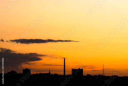 Silhouette of cityscaper buildings during a sunset in Brazil photo