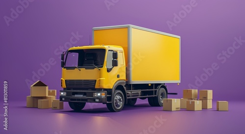 Yellow Truck With Yellow Box
