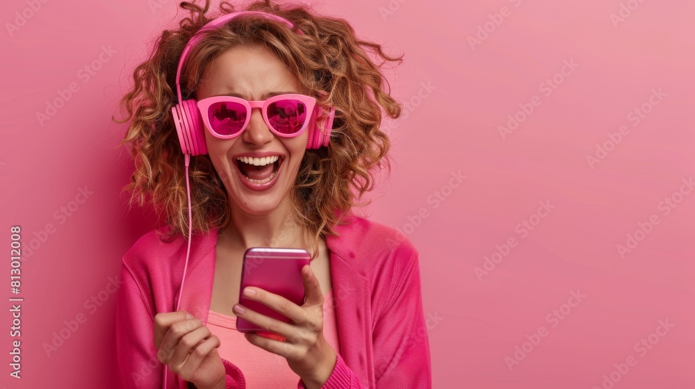 Woman Enjoying Music on Headphones