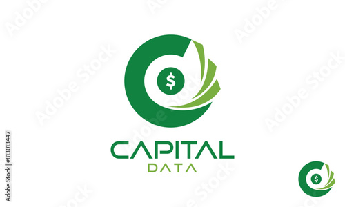 Capital Data Logo Design Template With Initial Letter C and Negative Space D. Financial And Accounting. Business Capital Logo.