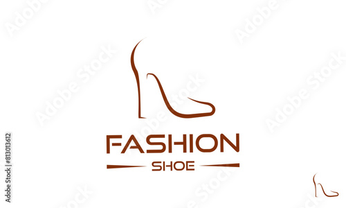 Fashion ShoeFashion Shoe Logo Design Template With High Heel Shoe. Women's Stylized high heel shoe logo icon emblem template, elegant ladies' shoe logo design.