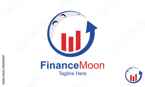 Finance Moon Logo Design Template. Fundraising Financial And Accounting Logo Design.