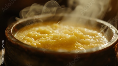 The cuisine of Botswana. Paap (Pap) is a thick porridge made of corn flour. photo