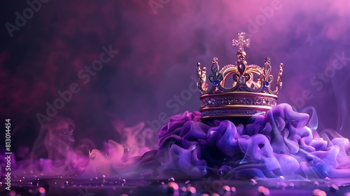 Purple background, glowing crown, king, ruler, copy space,space for text,Generic AI,紫色の背景、光り輝く王冠、キング、支配者、コピースペース,テキスト用スペース,Generative AI,