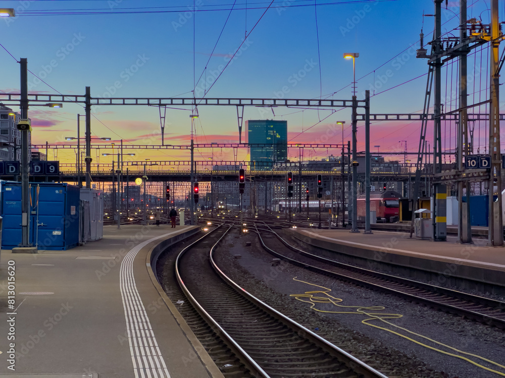 railway in the evening railway in the evening