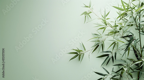 Serene bamboo plant on a pale green surface  perfect for showcasing text