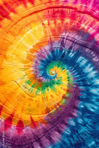 Tie-dye background with vibrant colors swirling out from the center 