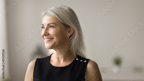 Obraz na plátně Happy beautiful blonde mature woman banner casual portrait