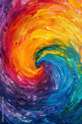 Tie-dye background with vibrant colors swirling out from the center 