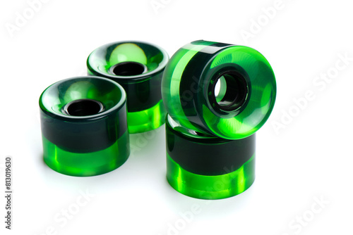 Green skateboard wheels photo