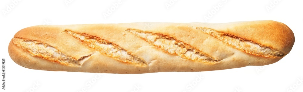Crusty french baguette on a white background, isolated for versatile culinary uses. Crusty french baguette on a white background, isolated for versatile culinary uses.