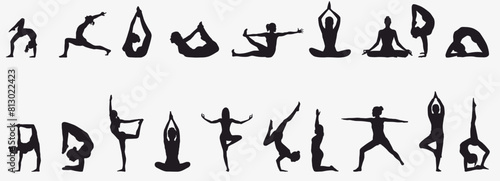 set of yoga asana collection. Yoga silhouette. 