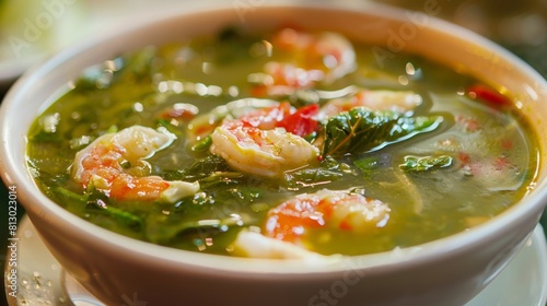 The cuisine of the British Virgin Islands. Green kalalu soup.