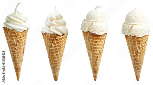 Trio of Tempting Treats: Three Cones of Ice Cream