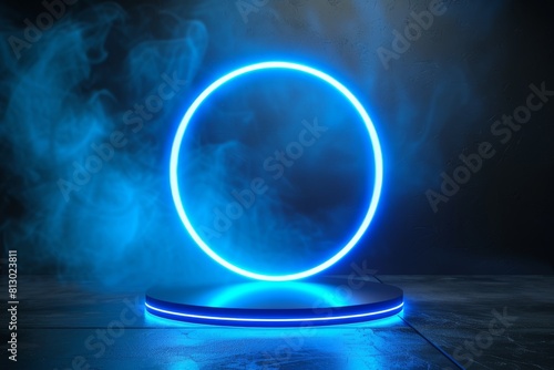 Abstract circle neon background. HUD futuristic technology © itchaznong