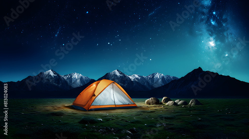 camping in the mountains.star-filled sky camping